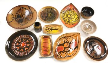 Poole Pottery collection of Aegean to include eye dishes, 8" plates, small vase, plus others and a
