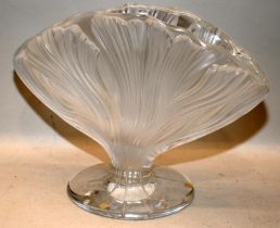 Large Lalique Ichor Fan vase, etched Lalique France to base. 25cms tall