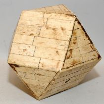 Antique bone Tetradecahedron 14 sided 3D die. 14.5cms tall