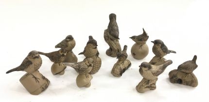 Poole Pottery Stoneware birds to include Robin on brick plus others (12)