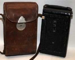 Antique Army and Navy (A&N) Auxiliary folding field camera c/w original case