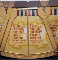 Vintage wooden hand painted carnival fairground game board Measuring 146x143cm. OPTION TO BUY MORE