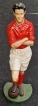 Vintage fibreglass shop display model of a footballer 90cm tall, modelled on Duncan