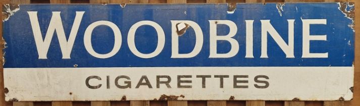 Woodbine Cigarettes large vintage enamel sign 153x44cm.