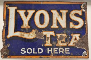 Lyons Tea vintage enamel advertising sign 46x30cm.