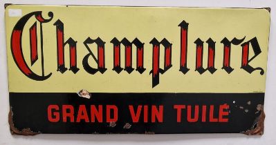 Champlure Grand Vin Tuile vintage enamel advertising sign 97x50cm.