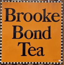 Brooke Bond Tea large vintage orange enamel advertising sign 102x102cm.