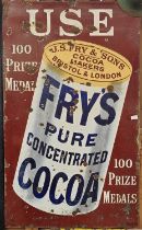 Very large Fry's Pure Concentrated Cocoa vintage enamel advertising sign 153x92cm.