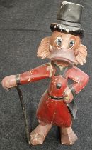 Vintage wooden carved Scrooge McDuck fairground figurine 95cm tall.