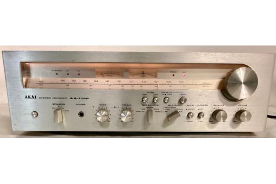 AKAI STEREO RECIEVER / AMPLIFIER. Nice condition model AA-1150 found here powering up and coming - Image 2 of 4