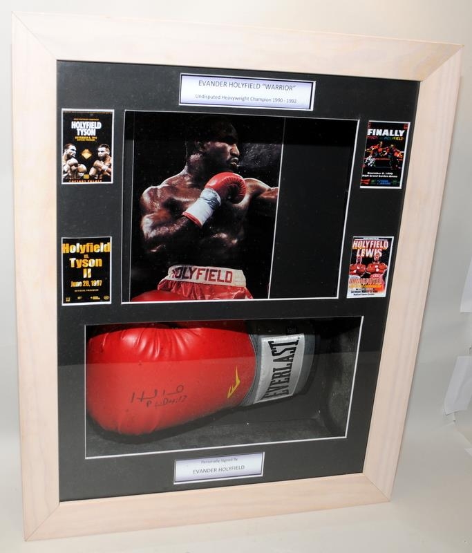 Authenticated Evander Holyfield signed Everlast boxing glove. Mounted and framed/glazed. With - Image 2 of 5