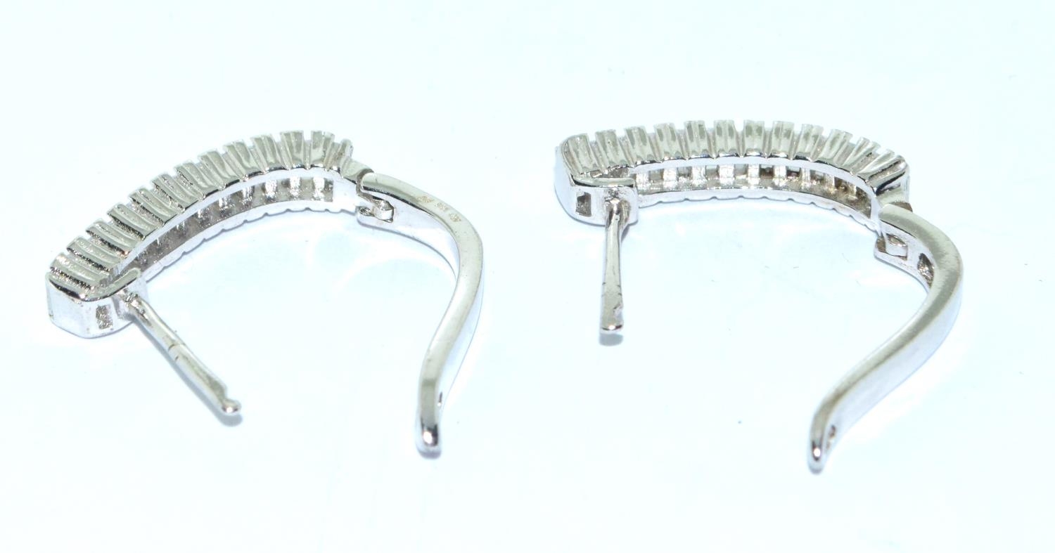 Baguette cut CZ 925 silver earrings - Image 3 of 3