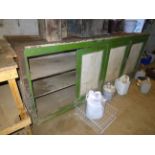 GREEN AND WHITE WOODEN CUPBOARD