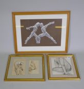 Leanette Botha, (South African), nude study, pencil on paper, signed to slip, and a pair of