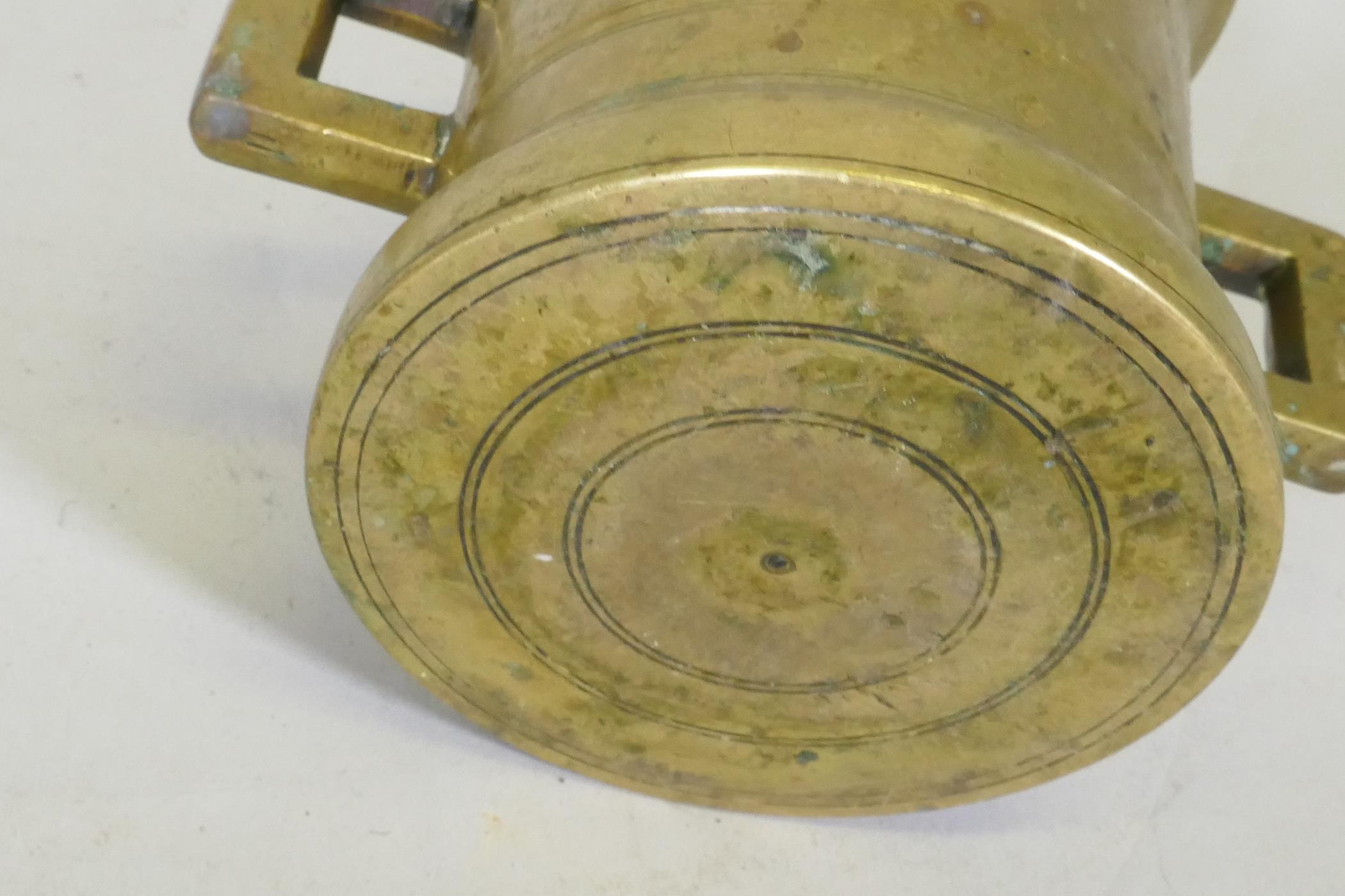 Antique bronze pestle and mortar, pestle 25cm long - Image 3 of 3