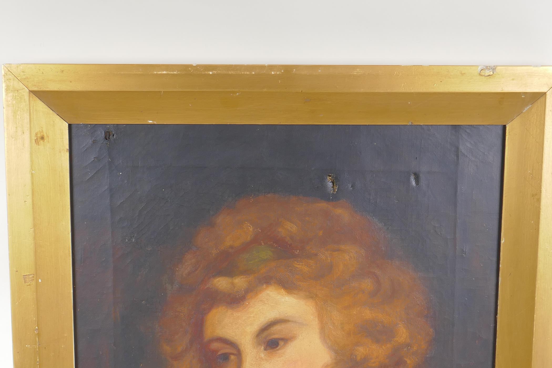 Head and shoulder portrait of a young lady, believed to be Lady Emma Hamilton, C19th, oil on canvas, - Image 3 of 5