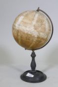 A Geographia 8" terrestrial globe on wood stand, 37cm high