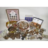 A large collection of assorted world coinage and banknotes, C18th, C19th and C20th
