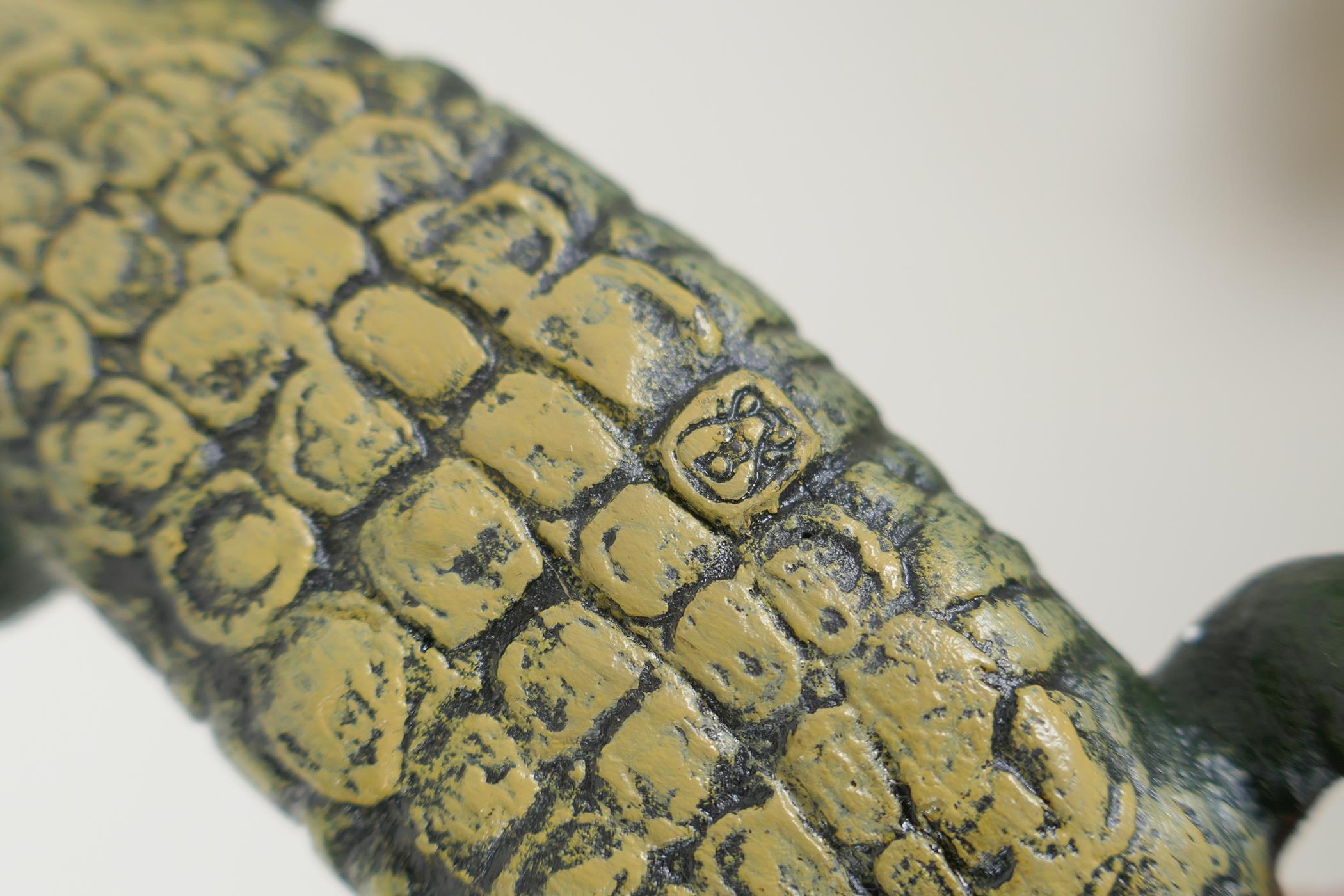 An Austrian cold painted bronze pin tray in the form of a crocodile, 22cm long - Image 3 of 4