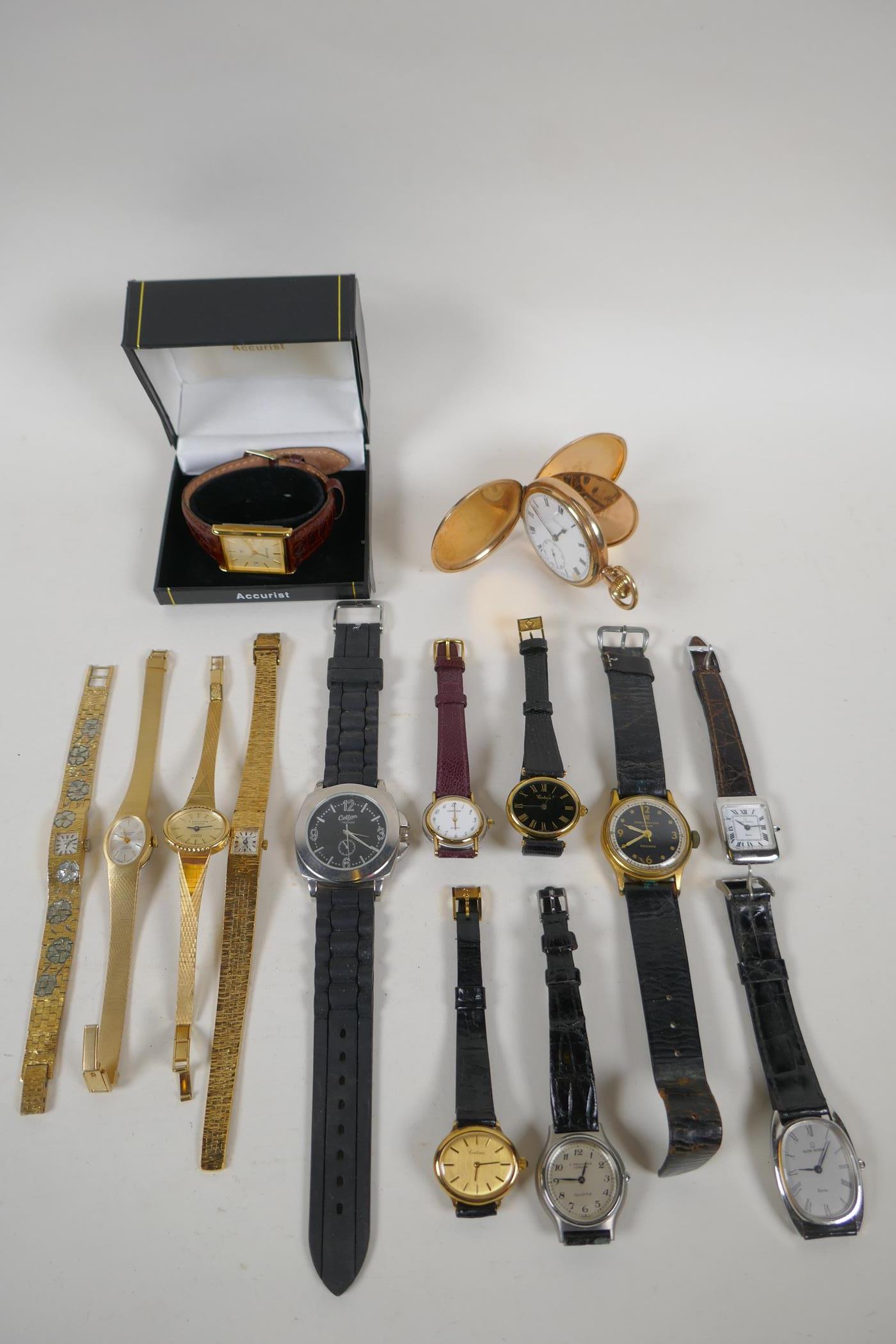 A collection of vintage lady's and gentleman's watches including Certina, Accurist, Avia,