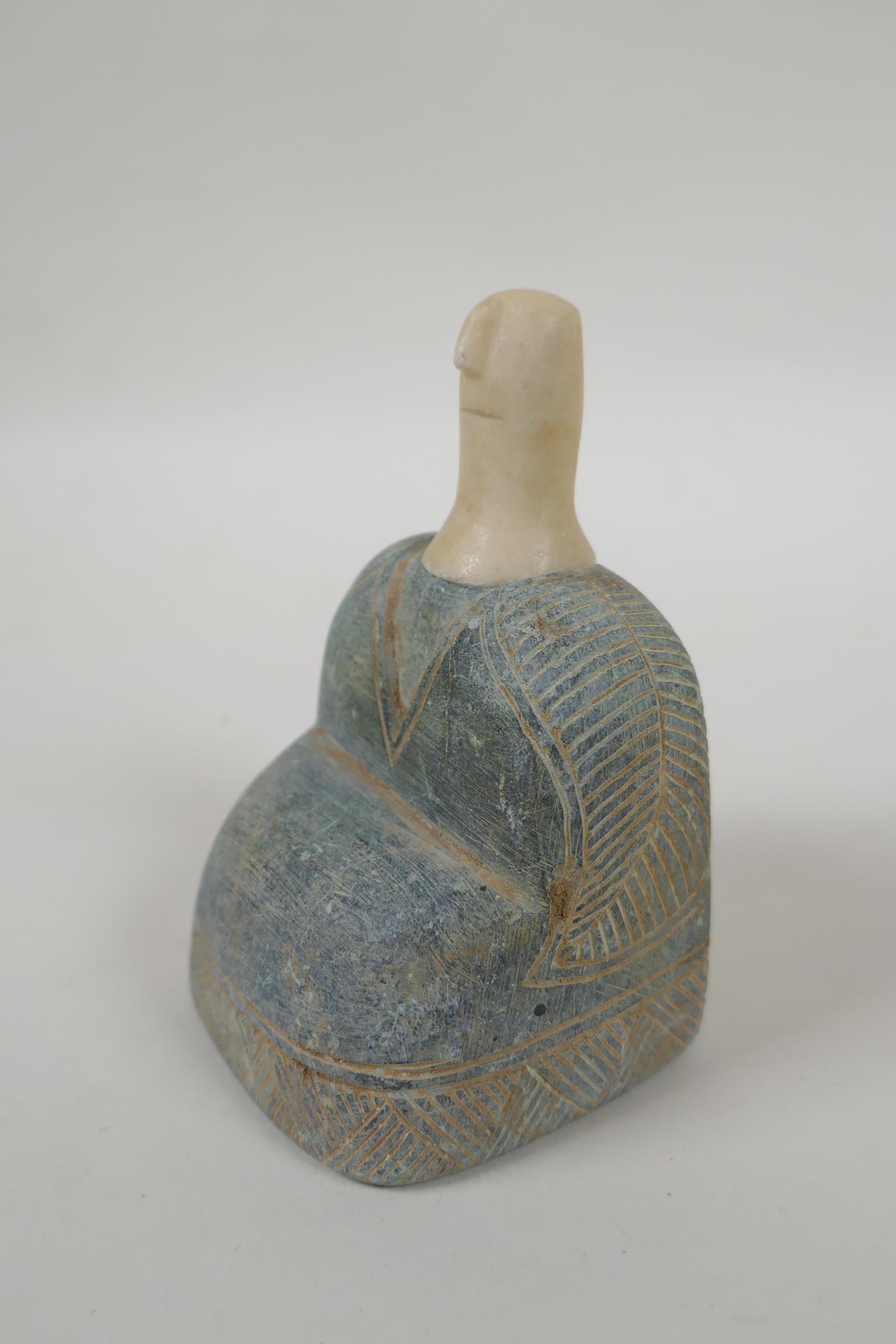 A Bactrian style carved hardstone idol, 10cm high - Image 2 of 4