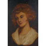 Head and shoulder portrait of a young lady, believed to be Lady Emma Hamilton, C19th, oil on canvas,