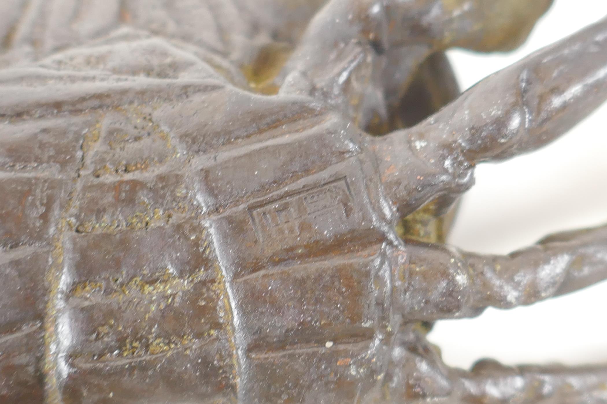 A Japanese style bronze okimono crab, impressed mark to base, 13cm wide - Image 4 of 4