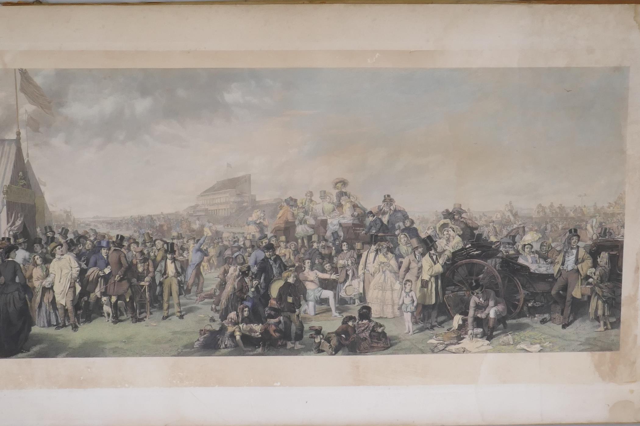 Four large C19th engravings, after William Powel Frith, 'Derby Day' hand coloured 132 x 74; an