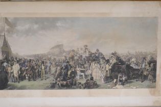 Four large C19th engravings, after William Powel Frith, 'Derby Day' hand coloured 132 x 74; an