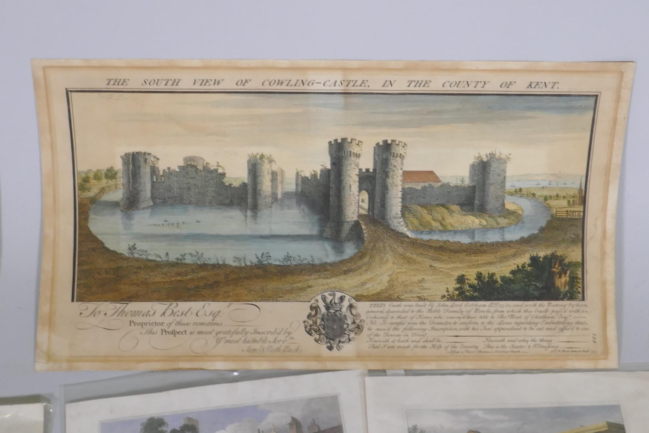 A collection of C18th and C19th hand coloured topographical engravings, London, home counties, Hever - Image 2 of 12