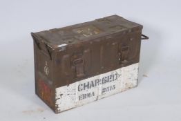 A metal ammo box, 50 x 23 x 34cm