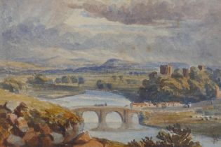 River landscape, bears gallery label verso 'Myles Birket Foster, and some provenance', C19th