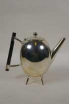 A Christopher Dresser style silver plated teapot, 18cm high