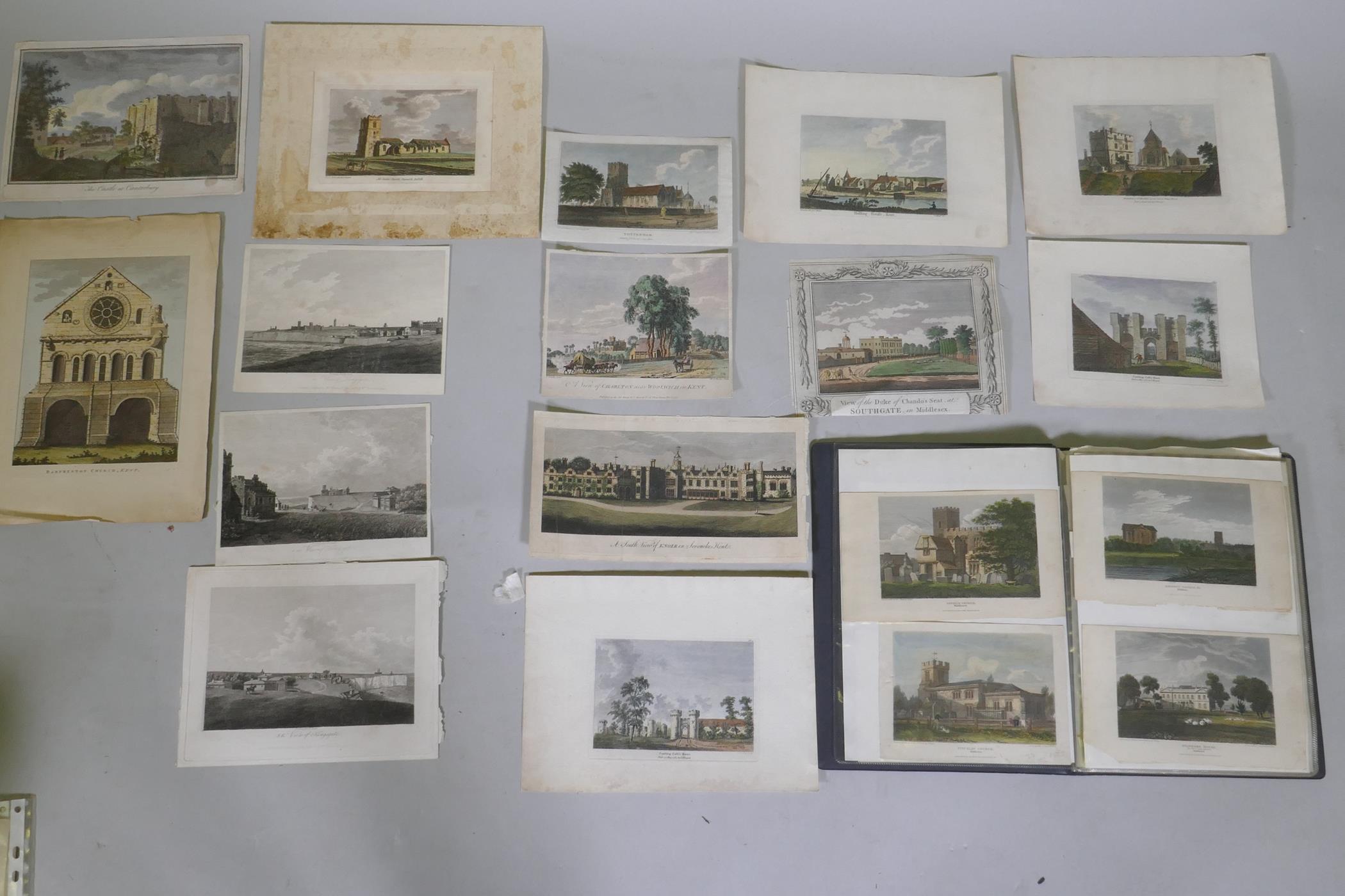 A collection of C18th and later hand coloured topographical engravings, mostly Middlesex, London,