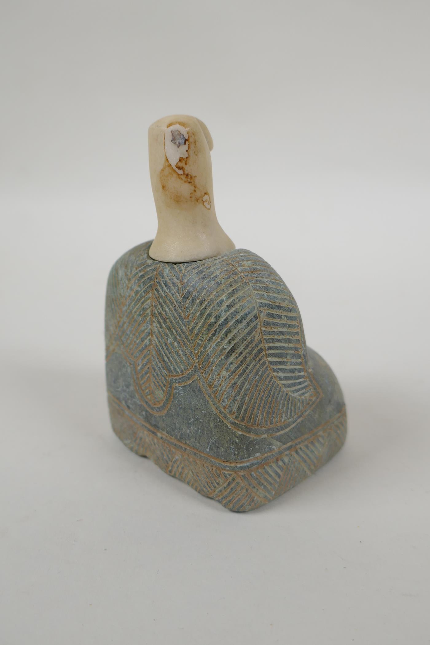 A Bactrian style carved hardstone idol, 10cm high - Image 4 of 4