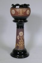 A Langley ware ceramic planter and stand, 67cm high