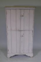 A French painted pine store cabinet, 66 x 30cm, 122cm high