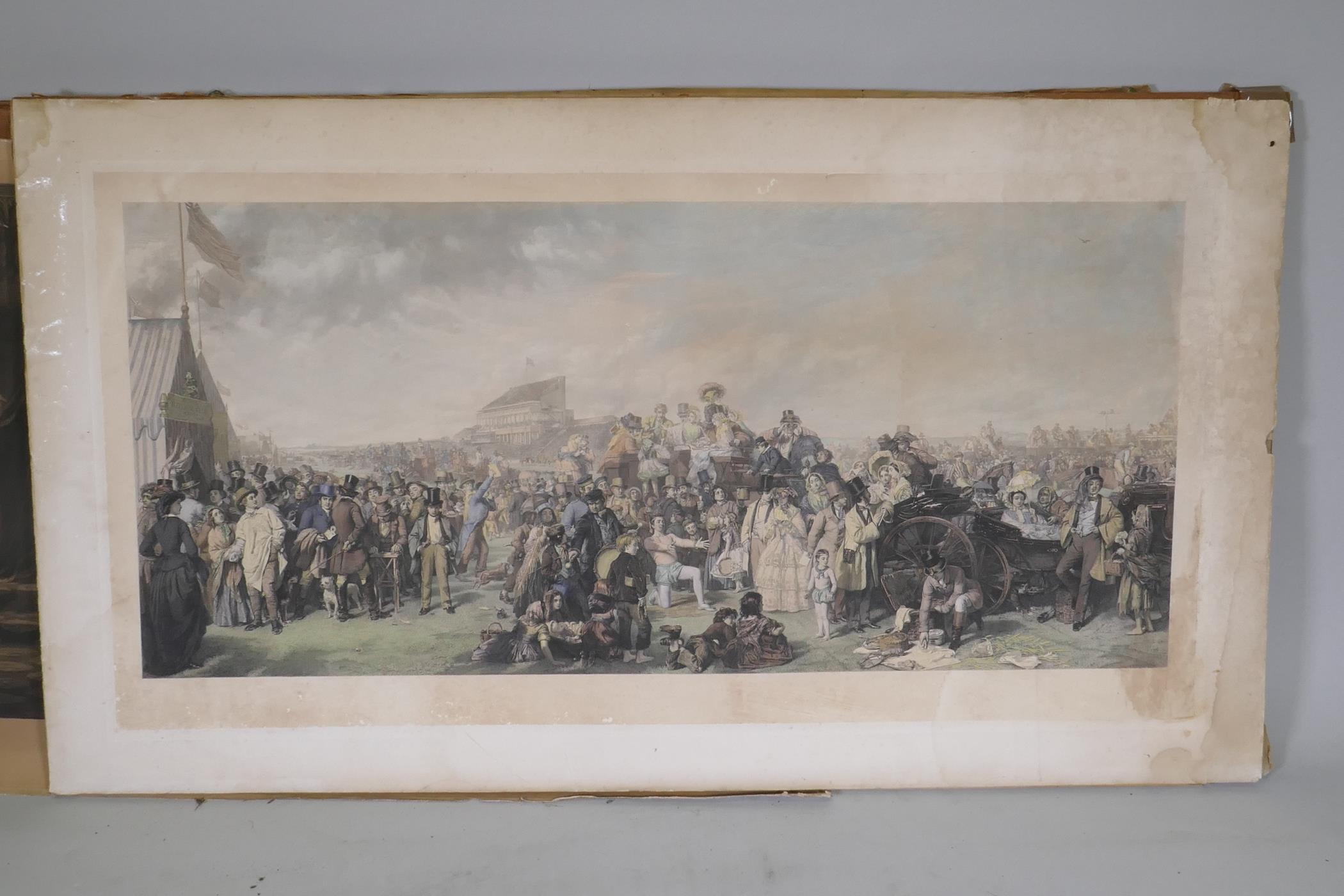 Four large C19th engravings, after William Powel Frith, 'Derby Day' hand coloured 132 x 74; an - Image 2 of 5