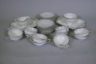 Royal Worcester, Waverley pattern No 21381, twelve place tea service (lacks two saucers), c.1930s,