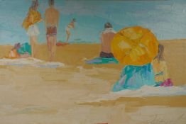 Italio Botti, (aka George Barrel) (Argentine 1889-1970), bathers on a beach, 58 x 89cm