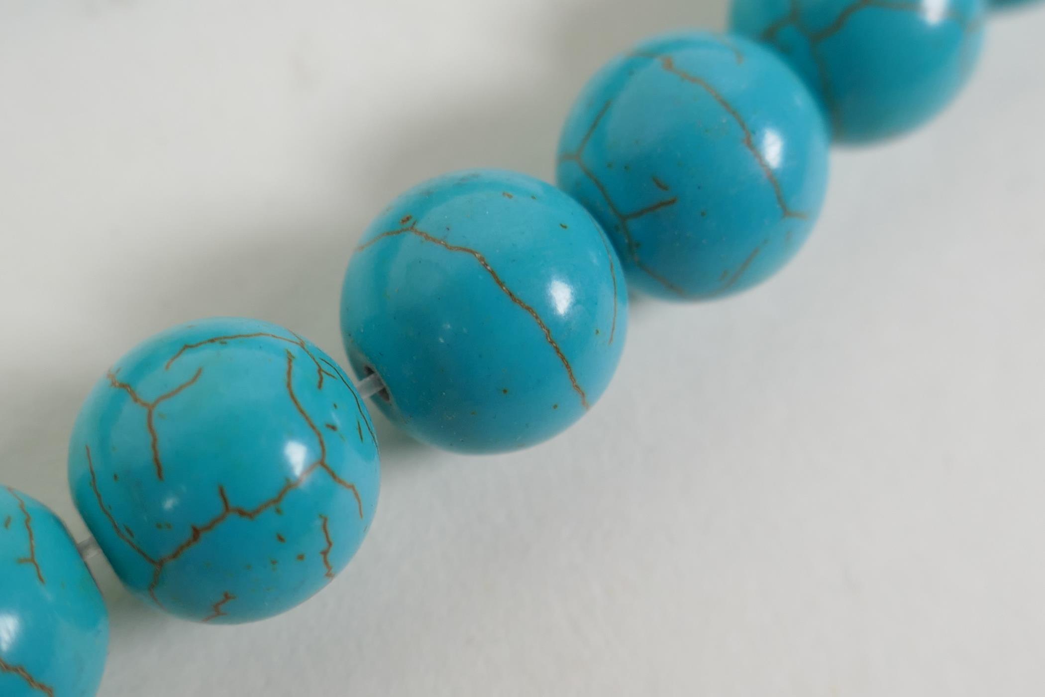Three strings of turquoise beads, 42cm long - Image 3 of 3