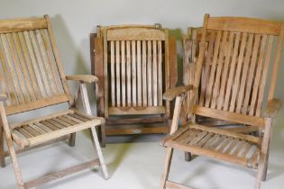 A set of six Bridgman teak garden chairs