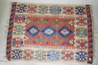 A vintage hand woven kelim, 117 x 174cm