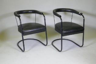 A pair of SP4 tubular steel modernist chairs by PEL, designed by Oliver Percy Bernard