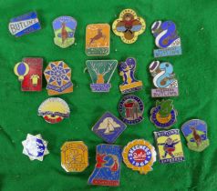 Twenty 1950s and 60s vintage Butlins enamel pins/badges, including Bognor Regis, Clacton on Sea,