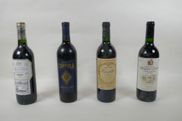 Four bottles of wine to include a 2007 Marques de Riscal - Rioja Reserva, a 1998 Francis Ford