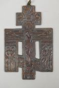 A Russian Orthodox copper icon/crucifix, 15 x 23cm