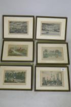 After Rawlins and H. Aiken, six hand coloured aquatints from the set of the Life of Mytton, duck
