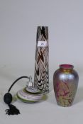 Royal Brierley studio glass vase, a swirled glass atomiser and a vase, 29cm high