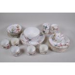 A C19th Staffordshire part tea service with floral decoration